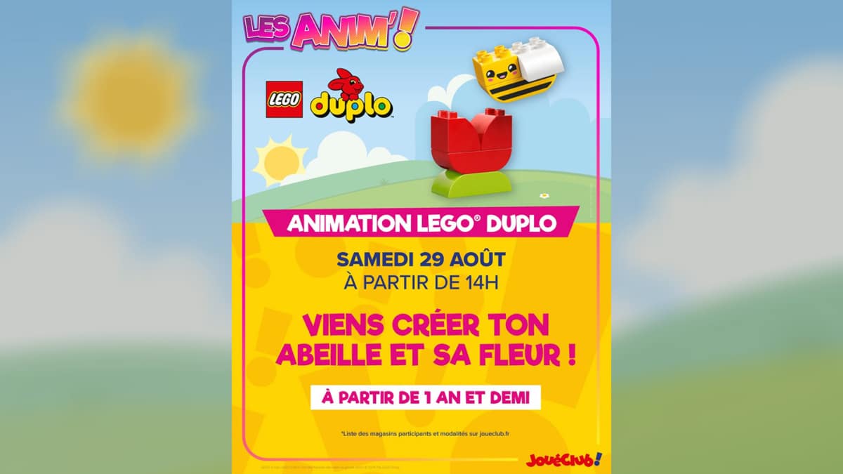 Création LEGO DUPLO gratuite chez JouéClub le 29 août : Abeille et sa fleur