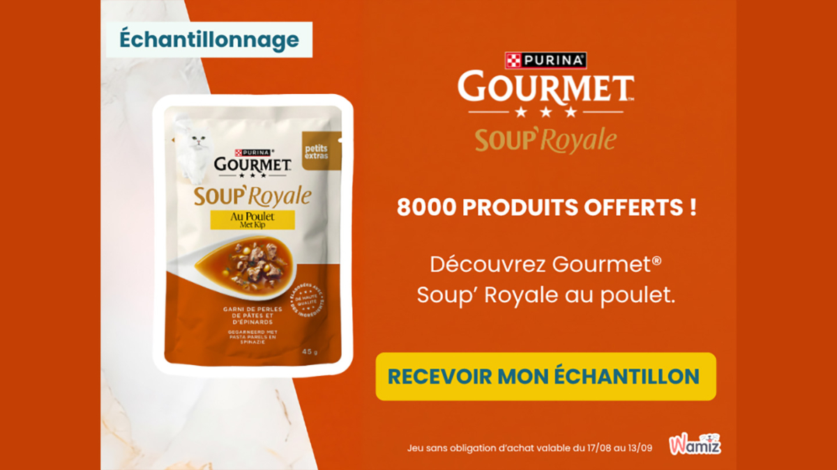 GOURMET Soup&rsquo; Royale : 8&rsquo;000 échantillons gratuits pour chats