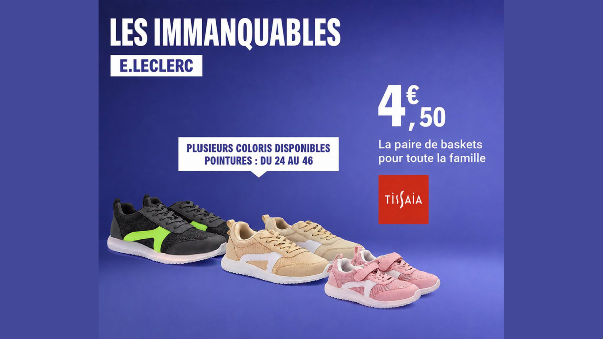 Baskets à 4,50€ la paire chez Leclerc, le bon plan de la rentrée
