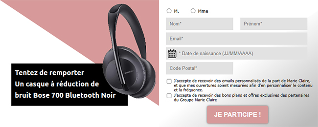 Tentez de remporter un casque audio Bose avec Marie Claire